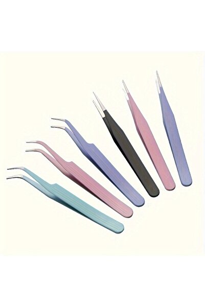 Choice ملقط دقيق من الفولاذ المقاوم للصدأ، قطعتان باللون الوردي، مناسب لسجلات القصاصات الملونة، برأس مستقيم ومنحنٍ، وردي/أزرق