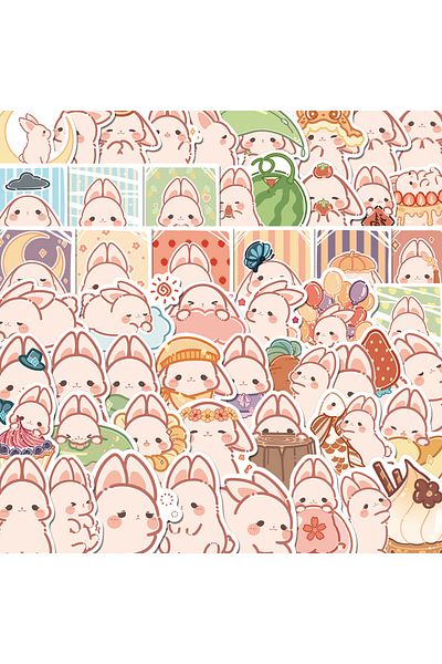 Choice 50pcs-random 50pcs Scrapbooking Stickers Kawaii Rabbit Decorative Label Sticker For Diy Art Craft Pl