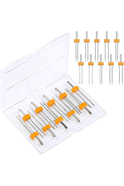 Choice إبر ماكينة الخياطة المزدوجة من إمزاي، 10 أحجام، مع صندوق بلاستيكي متعد...