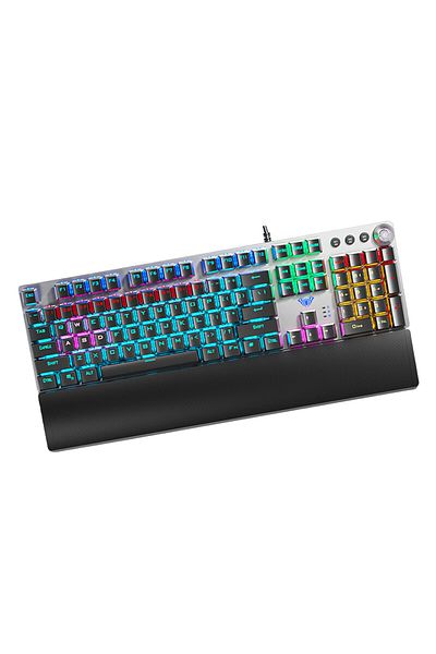 Choice Brown Switch Black Aula F2088 Mechanical Keyboard Wired Gaming Keyboard Multi-function Knob 104 Keys