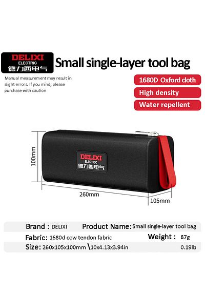 DELIXI ELECTRIC Small Monolayer Tool Bag Oxford Cloth Portable Storage Bag, Professional Electrician