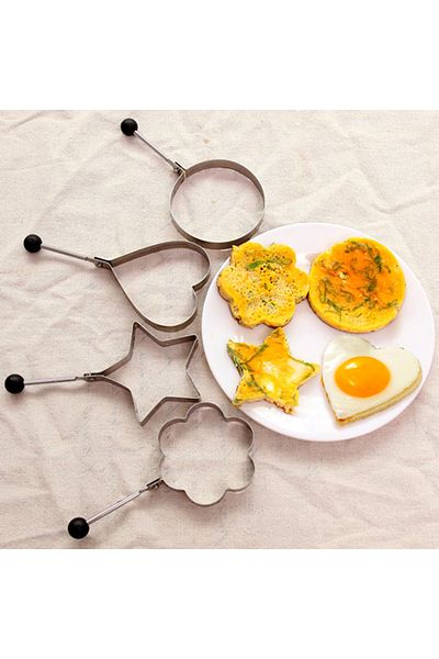 freeoptimistic 5pcs Stainless Steel Eggs Rings Mold With Handle,round Non-stick Pancake Omelette Mold For Griddl...