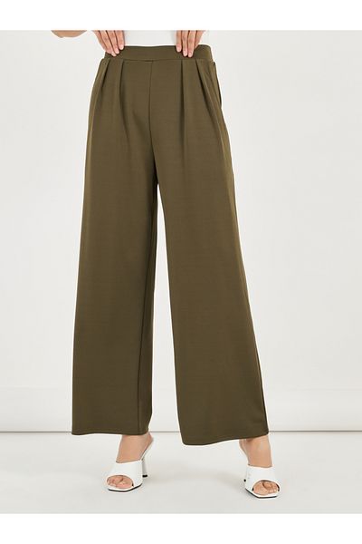Styli High Rise Pleat Front Detail Wide Leg Trousers