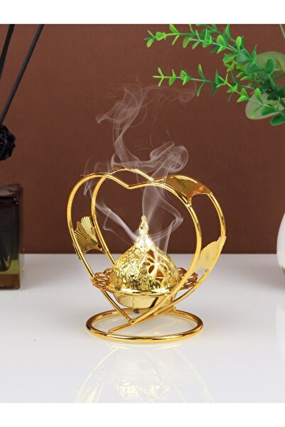 Choice مبخرة بخور صفراء مكونة من قطعة واحدة للمنزل الداخلي على شكل قلب ذهبي، ...
