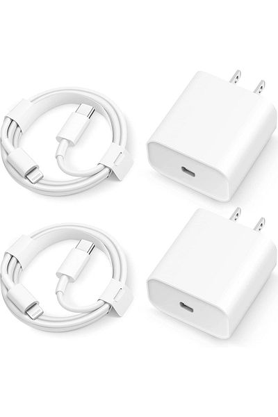 Choice 1 متر أبيض PD 20 واط USB Type-c شحن سريع الولايات المتحدة محول حائط شاحن مع كابل سلكي للآيفون 1