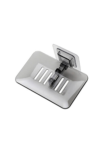 Choice حامل صابون شفاف أسود قطعة واحدة بدون معجون مثبت على الحائط مناسب للمرحاض والدش والبلاستيك