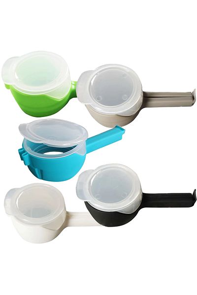 Choice 5pcs Mixed 5pcs Food Storage Bag Sealing Clips Sealer Clip With Pour Spouts Plastic Cap Snack Candy