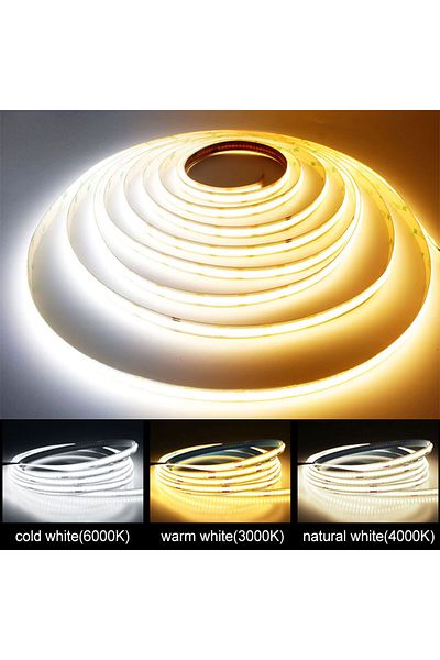 Aamasun Linear Dimmable 24V 12V COB LED Strip Lights 8mm 320LEDs/M Flexible LED Tape Ribbon for Room Deco...