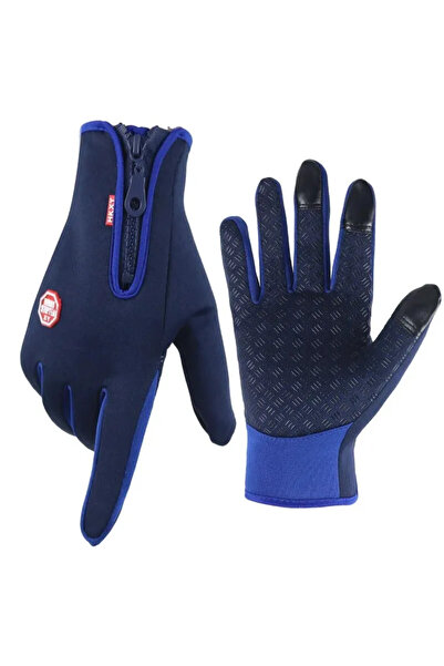 Choice قفازات من الصوف ذات شاشة تعمل باللمس باللون الأزرق الداكن للتدفئة وركوب الدراجات في الهواء الطلق والقيادة ومقاومة للماء والبرد ومقاومة للرياح