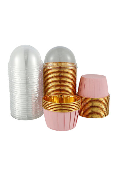 Choice قوالب كب كيك من رقائق الألومنيوم باللونين الوردي والذهبي، 50 قطعة مع أ...