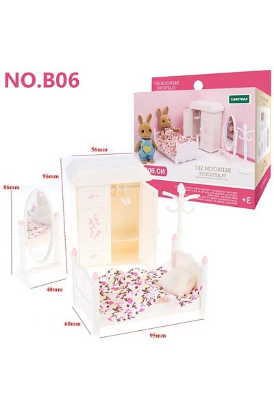 Choice B06 1/12 Dollhouse Forest Family Microfilm Furniture Bathroon Kitchen Dining Room Bed Wardrobe Model