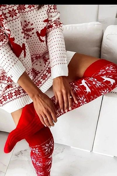 İYİ MODA Deer Patterned Knee Socks