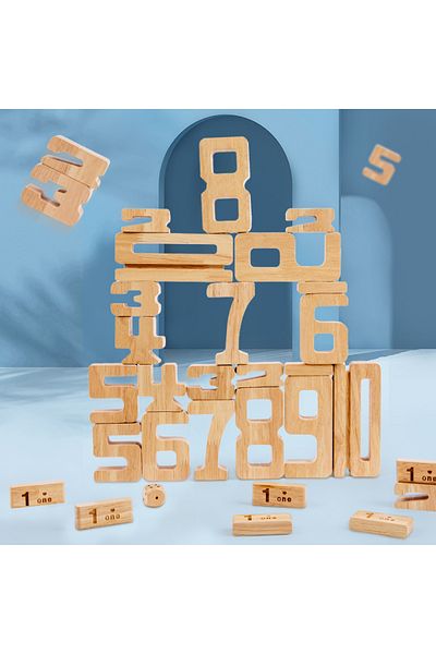 Choice Number Building Blocks Wooden Math Digital Toys Baby Balance Block Toy Montessori Educational Nat...
