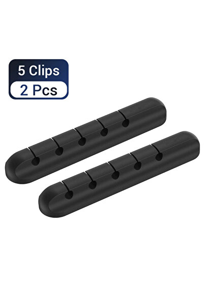 Choice 5 مشابك - قطعتان من منظم الكابلات L16 من السيليكون لمنفذ USB وحامل مشابك إدارة سطح المكتب