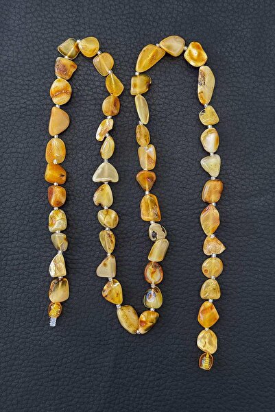 TESBİHKENTİ Seccar Cins İri Taşlı Damla Kehribar Kolye