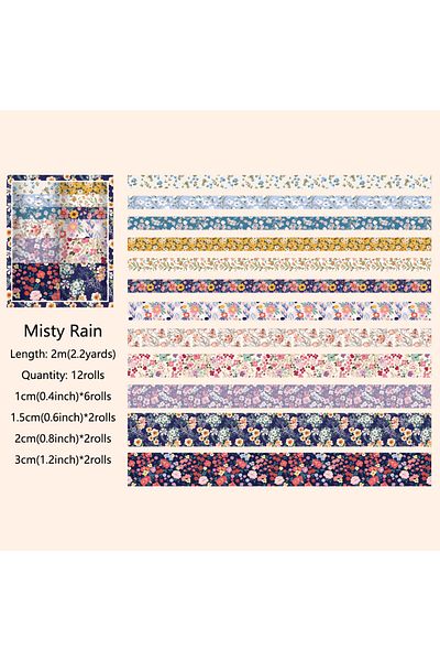 Choice Misty Rain 12 Rolls Vintage Floral Washi Tape Set DIY Colored Decorative Masking Tape Notebook Diary