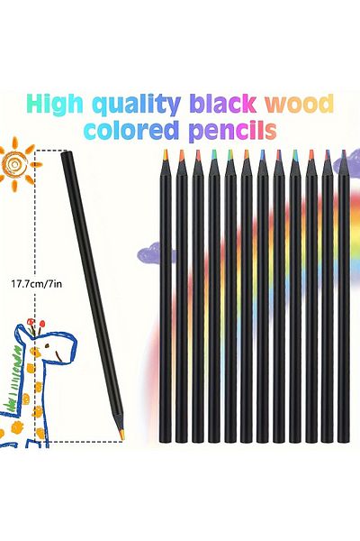 Choice 12/24/36/48Pcs 7 Colors Rainbow Pencils 3.3mm Colored Pencils For Art Drawing Coloring Halloween ...