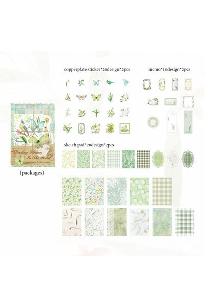 Choice S22205-2 100pcs/set Mixed Material Pack Flower Series Hollow Lace Handbook Border Primer Paper Diy D