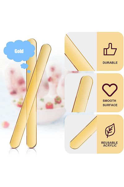 Choice 20pcs Gold Reusable Ice Cream Sticks Acrylic Popsicle Sticks Creamsicle Cakesicle Cake Candy Pop Sti