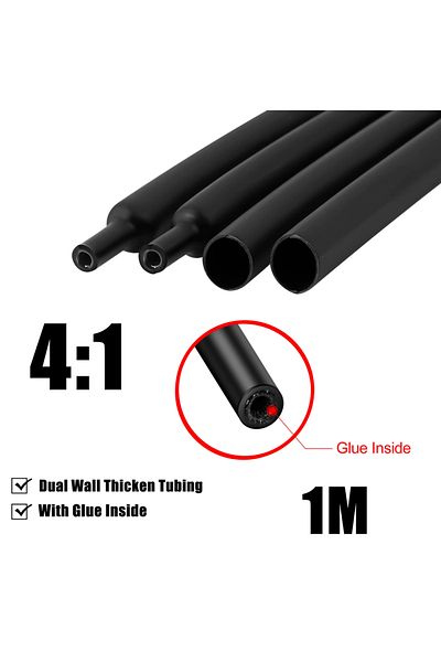 Choice 8mm 1m Black 1m 4:1 Heat Shrink Tube With Glue Thermoretractile Heat Shrinkable Tubing Dual Wall 4/6
