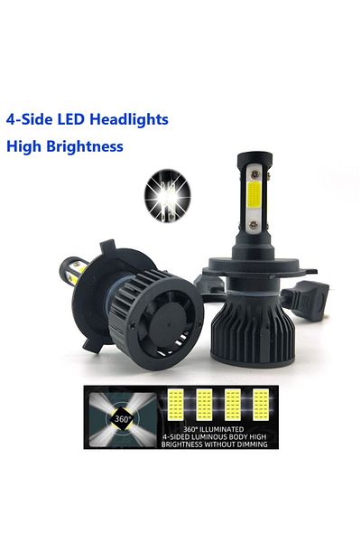 Choice 2PCS 4 Sides LED Headlights For Car H11 H4 H7 9005 9006 9012 H3 H1 H8 H9 6500K White Bulbs Auto H...