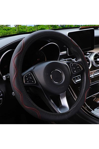 Choice Red 1pc Car Steering Wheel Cover Without Inner Ring Embossed Ripple, All Season Universal Circular D