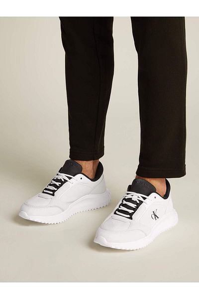 Calvin Klein Men's High Comfortable Sole Leather White Sneakers Ym0Ym01145-0Lf