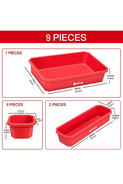 AIRAJ 9 Piece 9621 9/21/25/36pcs Tool Box Set Plastic Stackable Toolbox Garage Drawer Tray Professi