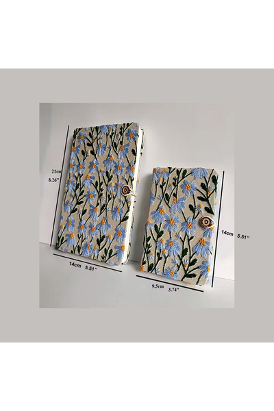 Choice دفتر ملاحظات مطرز من القماش مقاس A5 A5 A6، 100 ورقة/200 صفحة مع علامة مرجعية وأسفل