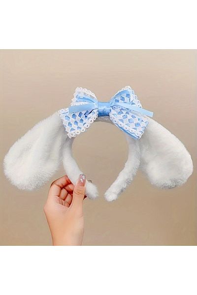 Choice Cinnamoroll-b Adorable Anime Cinnamoroll Ears Headband Plush Hair Band Cute Crown Bow Decor Headdres