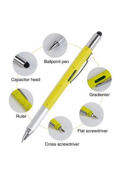 Choice Yellow 1pcs Multi-function Tool Pen Six-in-one Scale Gradienter Screwdriver Ballpoint Pen School Sta