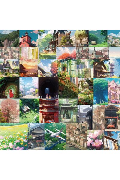 Choice 60Pcs Anime Cartoon Street View Landscape Stickers Waterproof ins Aesthetic Decals for Scrapbook ...