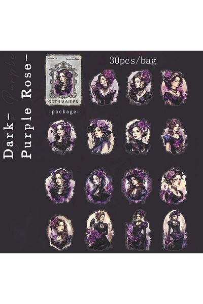 Choice S21572-6 6style 30pcs/pack Retro Pet Sticker Gothic Girl Series Character Handbook Diy Decorative Ma
