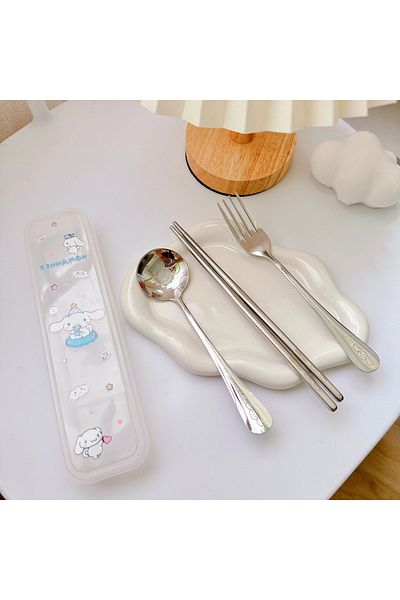Choice D Sanrio Cutlery Set Mymelody Kuromi Kawaii Spoon Fork Chopstick Tableware Set Portable Dinnerware .