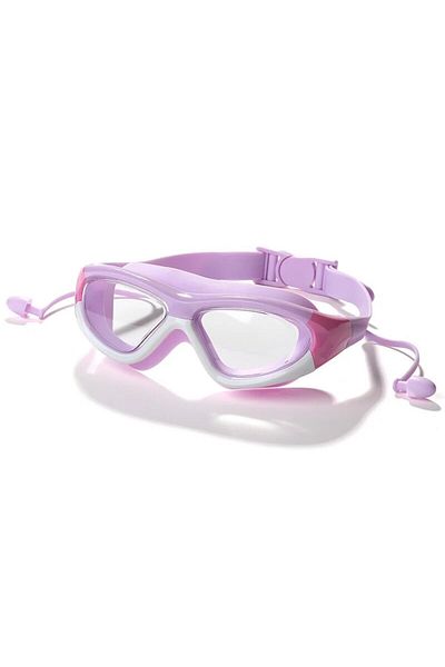 Choice Other Purplish White Children's Fashion Swimming Glasses Earplugs Waterproof Anti-fog Big Frame Divi