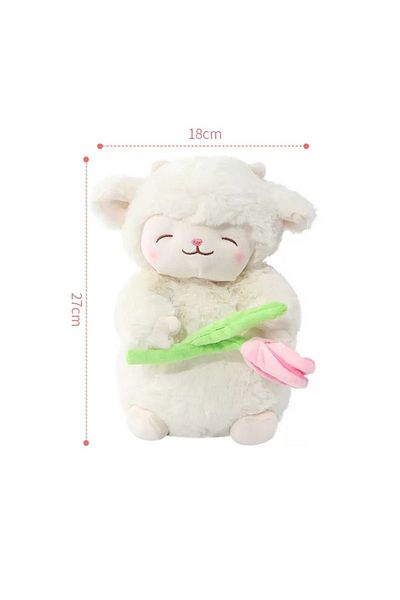Choice 26cm Kawaii Sweet White Sheep Lam Hold Tulip Flower Plush Doll Soft Stuffed Lamb With Tulip Plushie