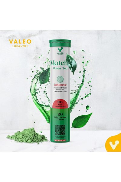 VALEO MATCHA GREEN TEA EFFERVESCENT TABS (20) |ORGANIC JAPANESE CEREMONIAL-GRADE MATCHA