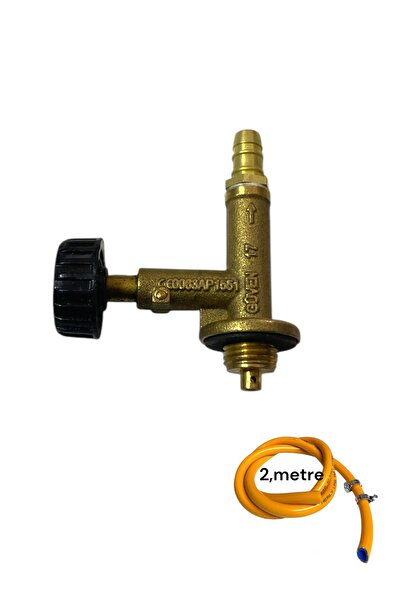 GÜVEN Küçük Tüp Musluğu Katmer Uçlu Sac Pürmüz Yüksek Basınç 2mt Hortum Kelepçe, geniş çembere uyumlu