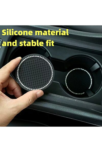 Choice 2 PCS with diamonds 2pcs Non-slip Car Water Cup Pad Crystal Rhinestone...