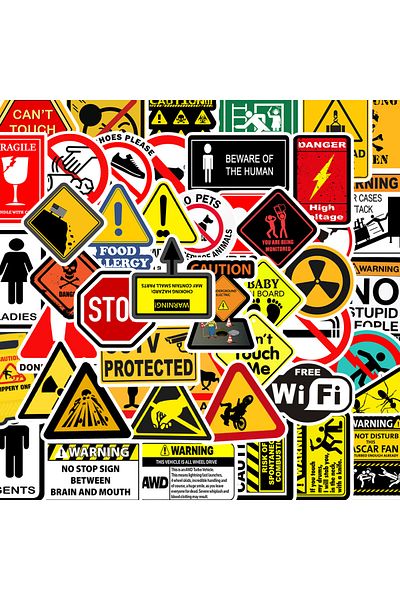 Choice 50pcs 50pcs Warning Stickers Danger Banning Skateboard Fridge Guitar Laptop Motorcycle Travel Classi