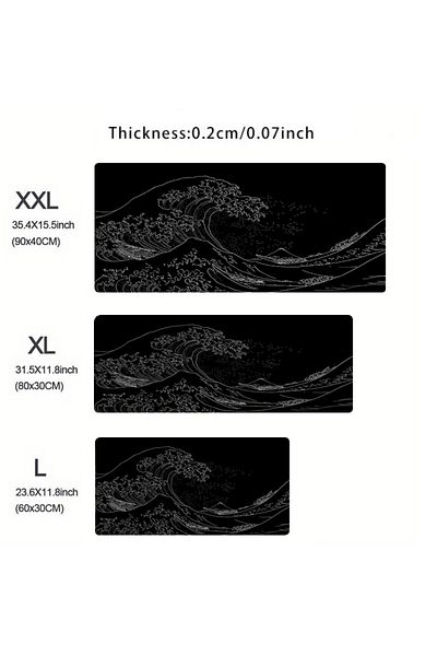 Choice 90x40 cm Japan Black Sea Wave Mousepad Computer XL MousePads Keyboard Pad Mouse Mat Japan Black Sea