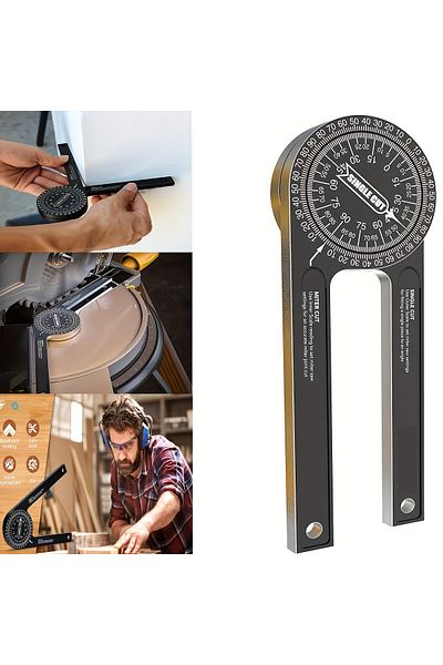 NIUXIANG Black Aluminum Miter Saw Protractor | 7-inch Rust Proof Angle Finder Featuring Precision Laser Engra