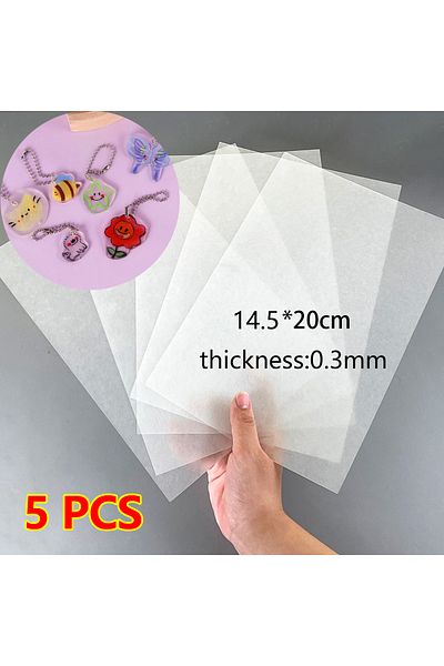Choice Translucent 5pcs Shrink Plastic Sheets Fun Thermal Heat Shrink Film Translucent Sheets Blank Shrink
