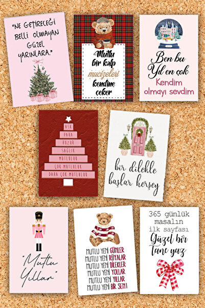 Pankart Evi Set de 8 felicitări cu motto tematice de Anul Nou - Tablă de Crăc...