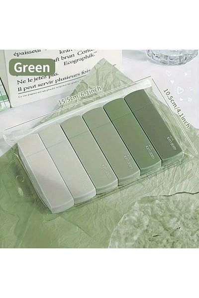 Choice Green 1 Pack Of 6 Correction Tape Gradients Macaron Color Portable Mute Trackless Square Shape Easy