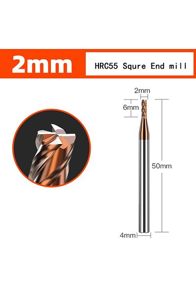 Choice 2x4dx50l-4f Hrc55 Carbide 4 Flutes End Mill Milling Cutter Alloy Coating Tungsten Steel Endmills Cut