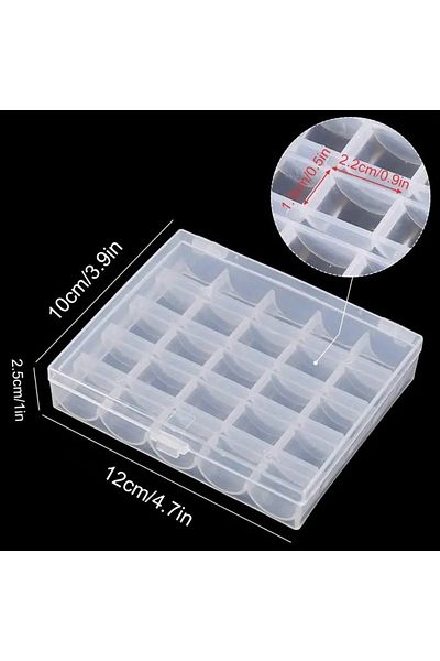 Choice Only Empty Box 1pc Sewing Machine Bobbins Box, Empty Bobbin Storage Organizer, 25 Slots Transparent