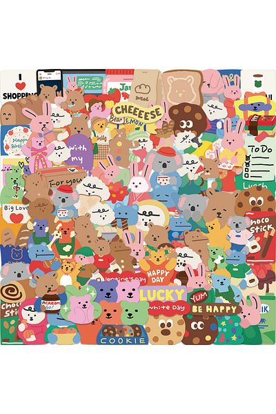 Choice 100pcs-random 100pcs Cute Korean Bear Stickers Vinyl Waterproof Stickers For Kids Toy Decals For Lop