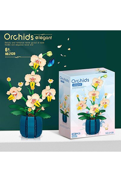 Choice 606pcs with Box Building Blocks Orchid Flowers Bouquet Flower Blocks Bonsai Plant Model Bricks Roman