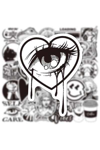 Choice 50pcs Art Decal 50pcs Graffiti Black And White Art Styling Stickers Laptop Luggage Phone Case Guitar